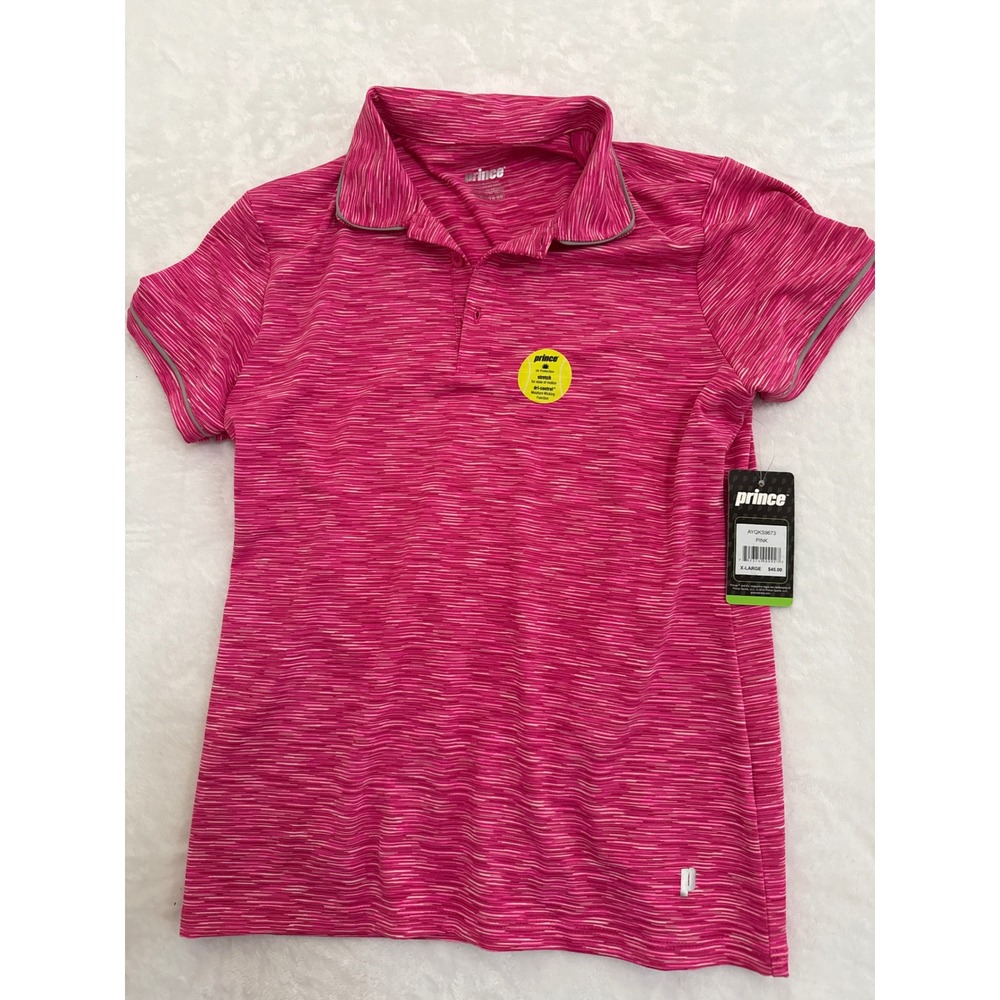 Prince Womens Pink Space Dye Performance Tennis Polo Shirt XL AYQKS9673 NEW